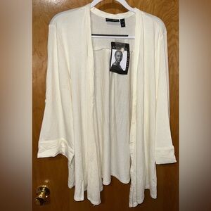 Attitudes by Renee ivory button front soufflé knit cardigan sweater Size XL